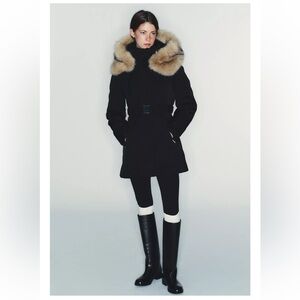 Zara Black Jacket with Faux Fur Trim